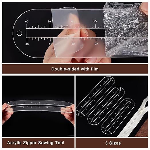 PH PandaHall 6pcs 3 Sizes Zipper Making Templates