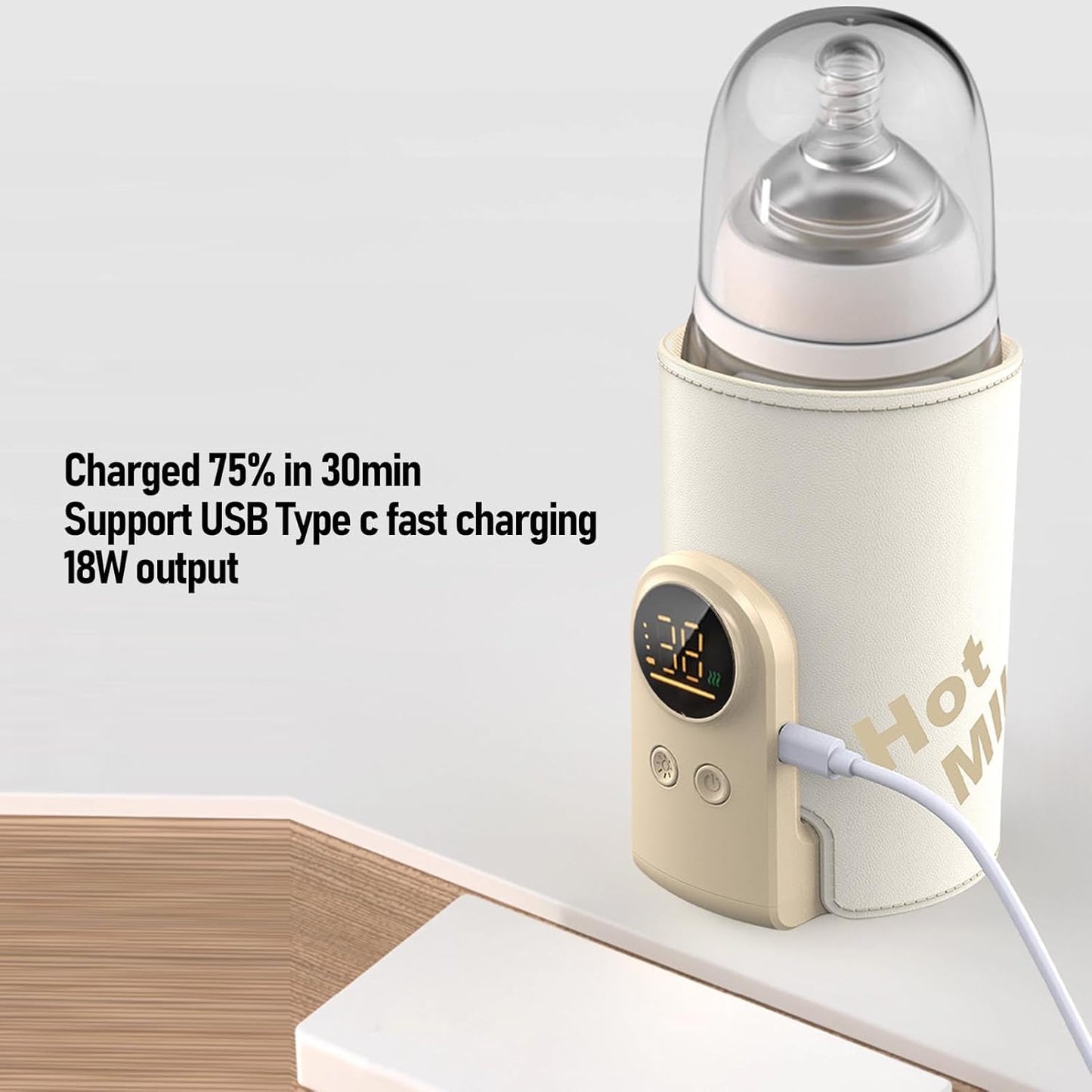 Portable Bottle Warmer for Travel,USB Type C Universal Cordless Accurate Temperature Control 6000mah8000mah10000 for Travel, Car, Outdoor (8000mah)