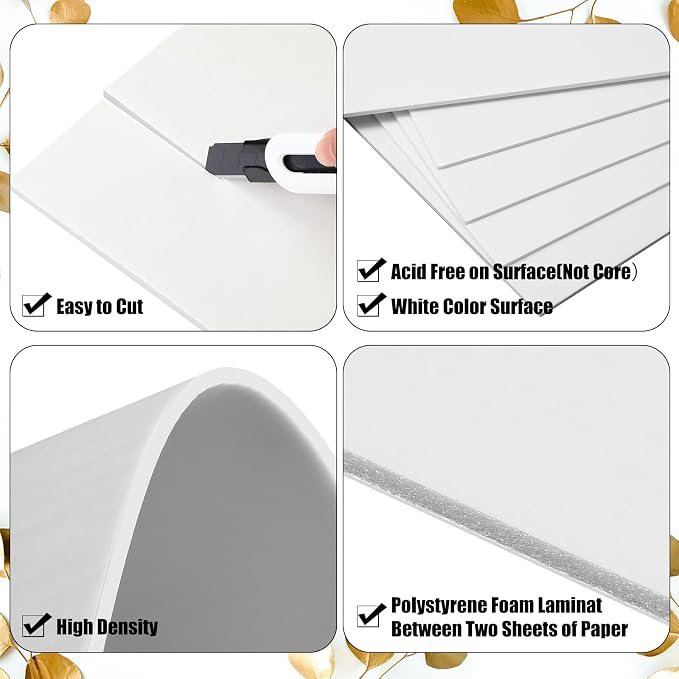 Frienda 50 Pack White Foam Board Foam Poster Boards 16 x 20 Inch