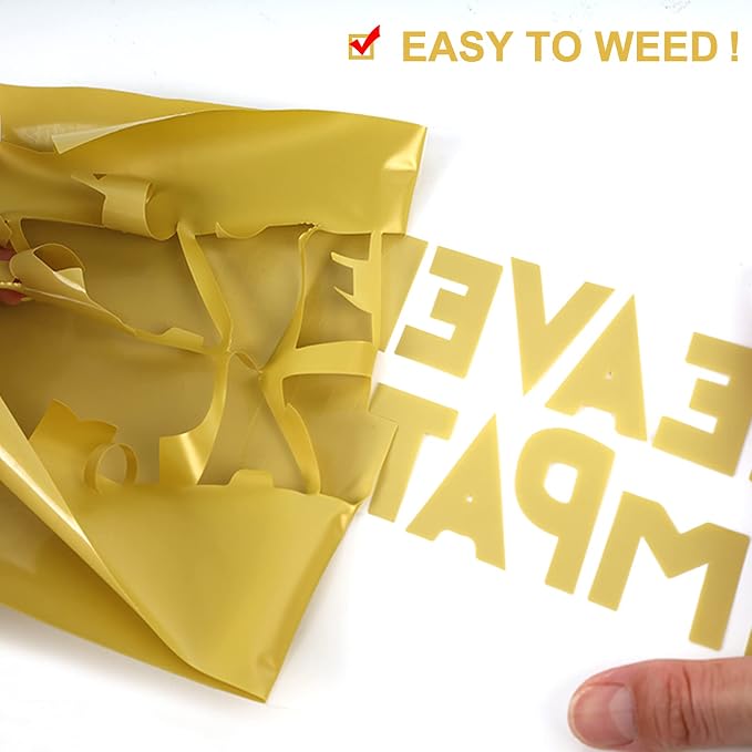 FUNKAKA Golden HTV Heat Transfer Vinyl Rolls, Adhesive Golden HTV Vinyl