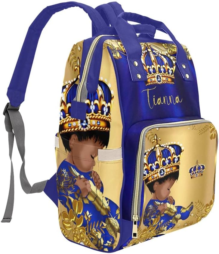 Gold Blue Cute Baby Boy Diaper Bags with Name Waterproof Mummy Backpack Nappy Nursing Baby Bags Gifts Tote Bag for Women