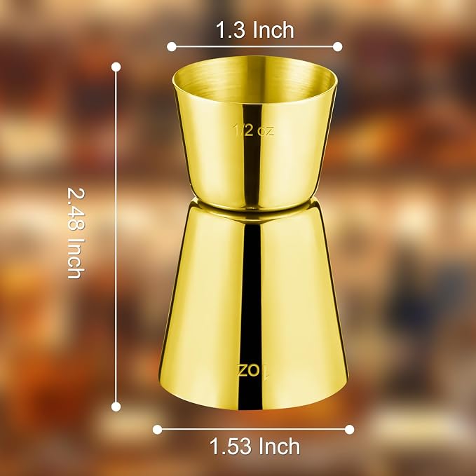 Briout Jigger for Bartending, Flat Edge Gold