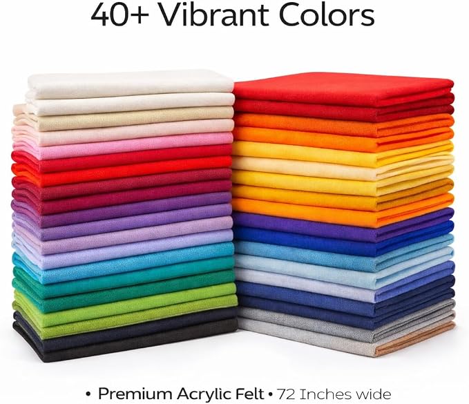 FabricLA Felt Fabric 72" Wide 1.6mm Thick Acrylic Felt by The Yard