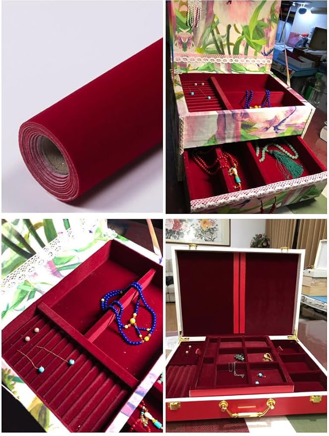 Self Adhesive Sheets Peel and Stick Velvet Flock Soft Velvet Drawer Liner DIY