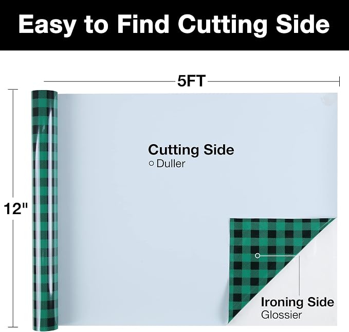 TORC Green Black Buffalo Plaid HTV Vinyl 12 inch x 5 ft, Check Heat Transfer