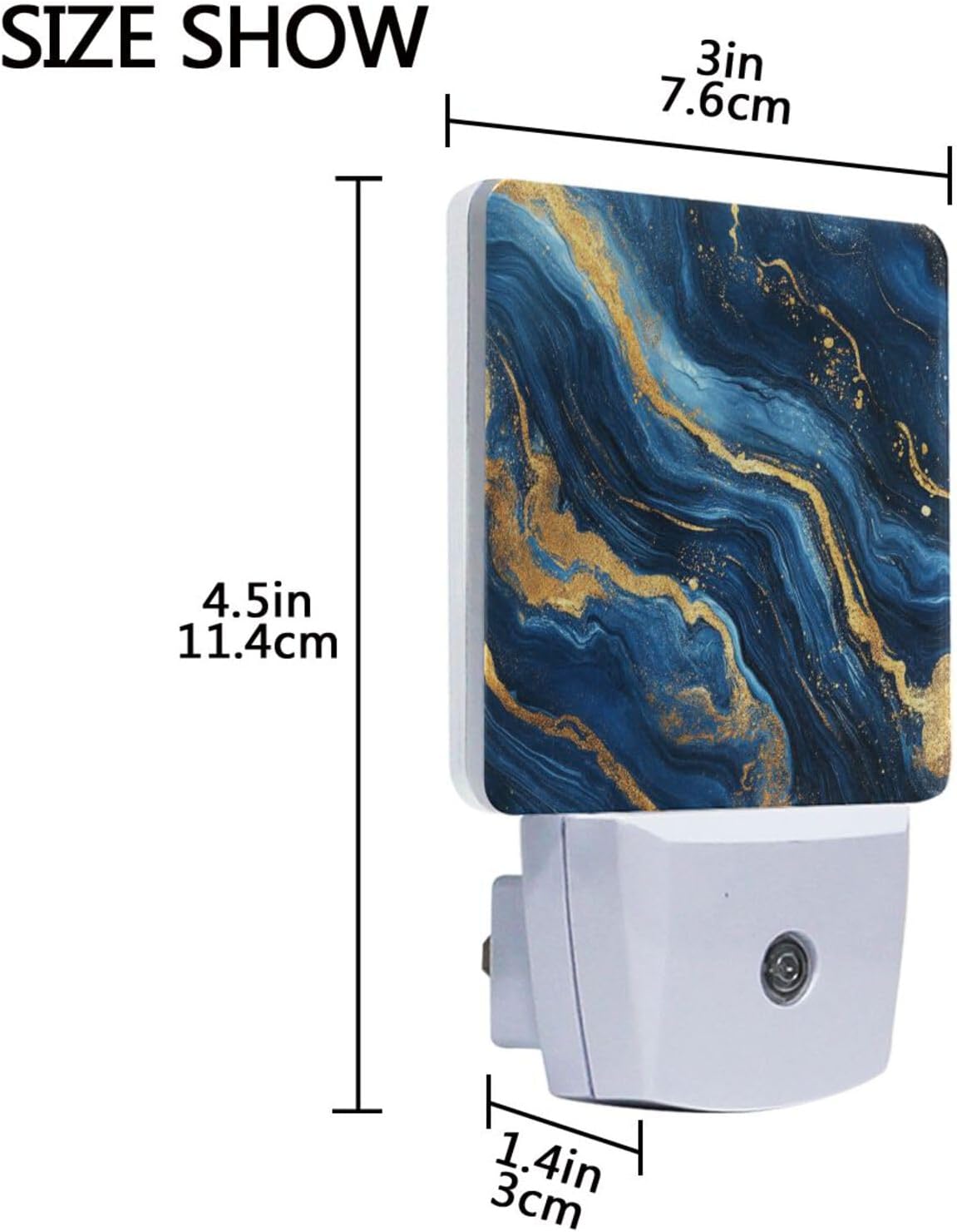 Aslsiy Night Light for Kids Blue Marble Gold Glitter (4) Plug in Wall Lamp LED Dusk to Dawn Sensor Energy Saving Nightlight for Boys Girls Men Women