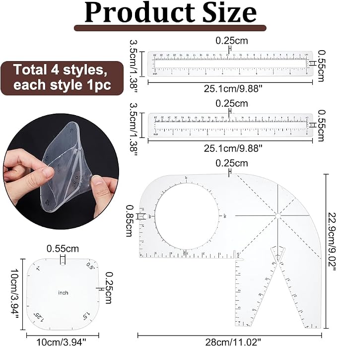 PH PandaHall 4pcs Boxy Bag Making Templates