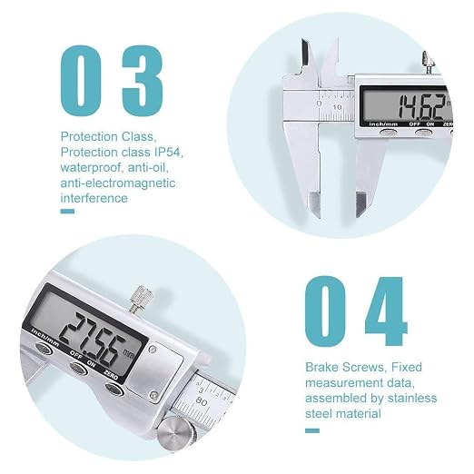 Digital Caliper Measuring Tool, Stainless Steel Vernier Caliper Digital