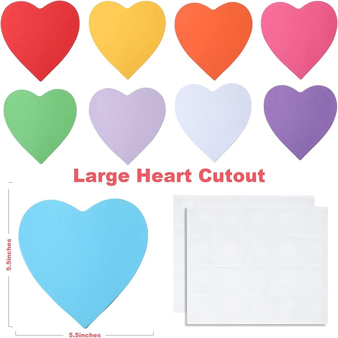 90 Pieces Heart Cutouts Paper Hearts Heart Shape Cards 5.5 Inches Large