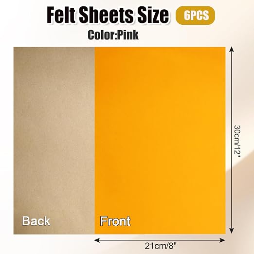 Biaungdo Yellow Self Adhesive Felt Sheets, 8 x 12 Inch | A4 Size, Felts Fabric