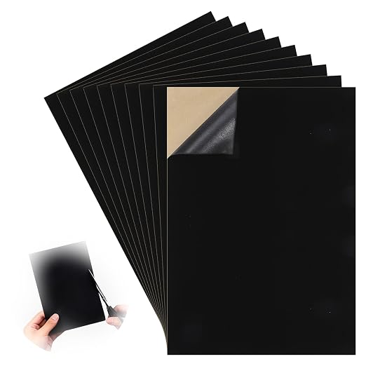 10PCS Black Felt Sheets with Self-Adhesive Backing, Soft Felt Fabric, Durable
