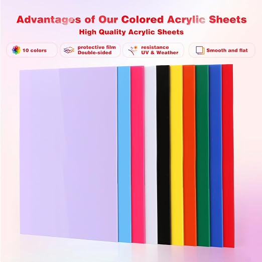 Adrattnay Acrylic Sheets 1/8 Thick, Opaque Colored Acrylic Panel