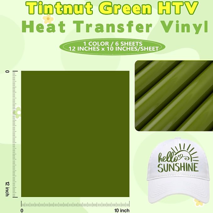 Tintnut Cactus Green Heat Transfer Vinyl, easy cut & weed, stretch washable
