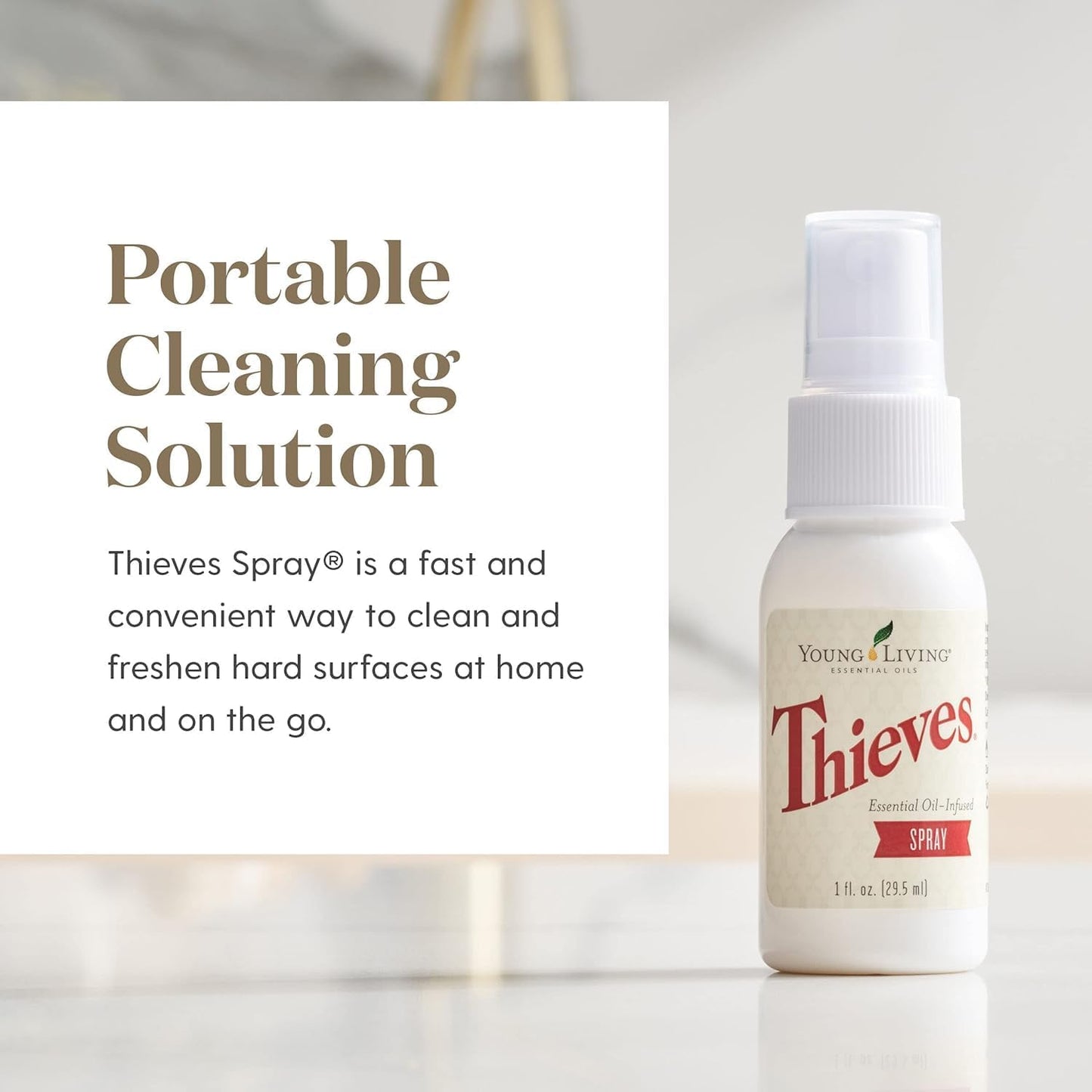 Young Living Thieves Spray | 1 oz | Portable Cleaner Spray, Formulated with Water & Alcohol, Ideal for Travel Essentials & Home; Fits in Backpack, Luggage, or Purse | 2 Pack