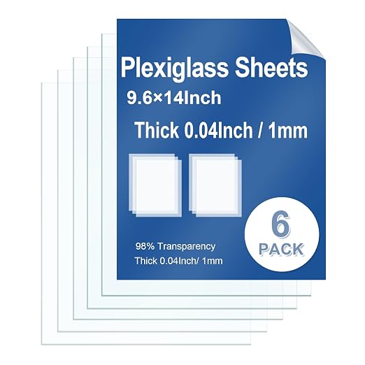 6 Pack Clear Plexiglass Sheets 9.6×14×0.04InThin PET Plexiglass Sheets