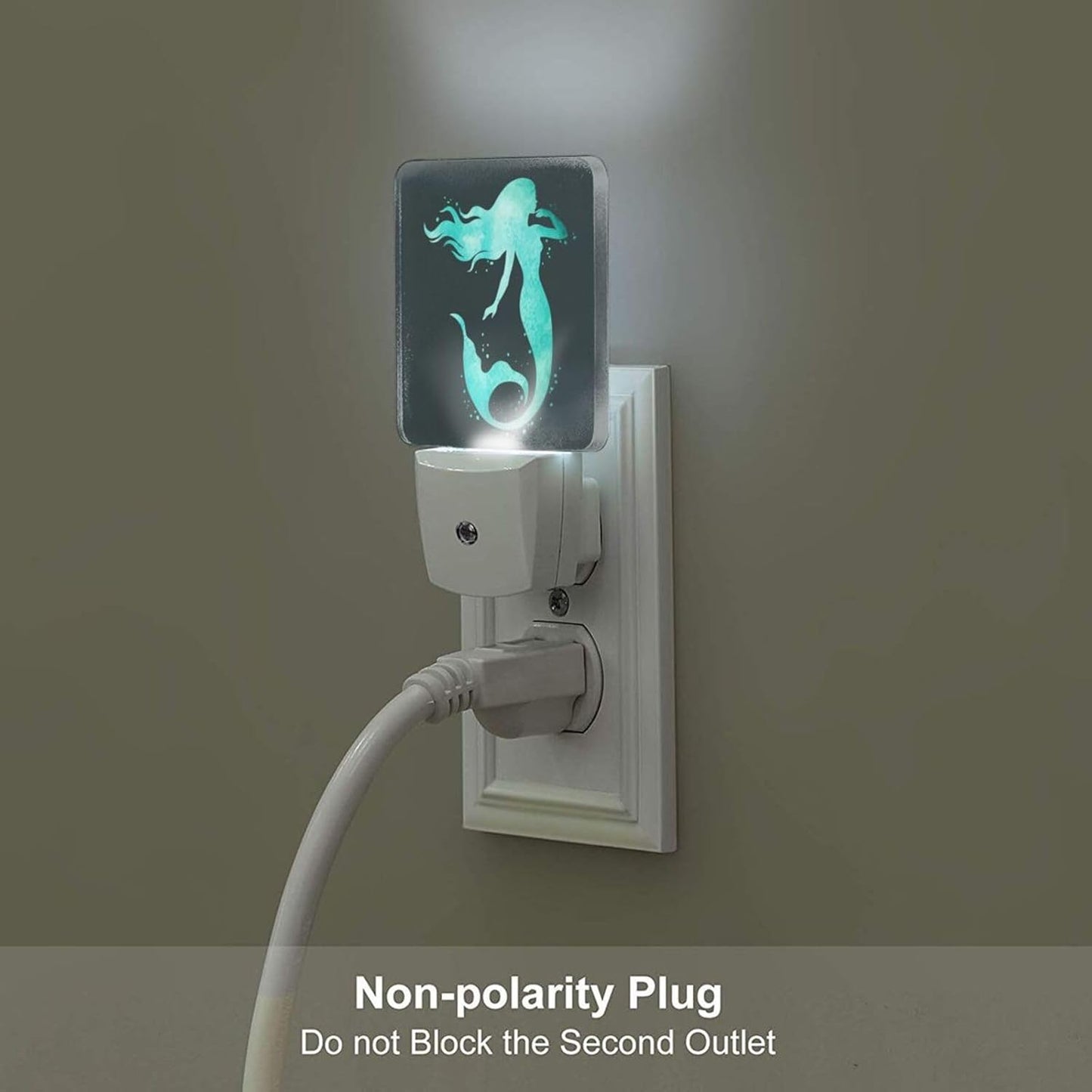 Groovy Mermaid Night Light,Plug-in Nightlights Auto Sensor Night Lamp Dusk-to-Dawn Lamp Home Decor for Nursery Children Girls Boys