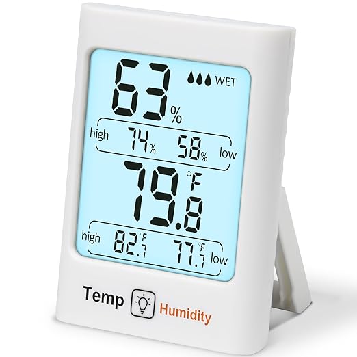 SZHLUX Digital Hygrometer & Thermometer - Accurate Indoor Humidity & Temperature Monitor with Rapid Refresh for Home, Bedroom, Office & Greenhouse