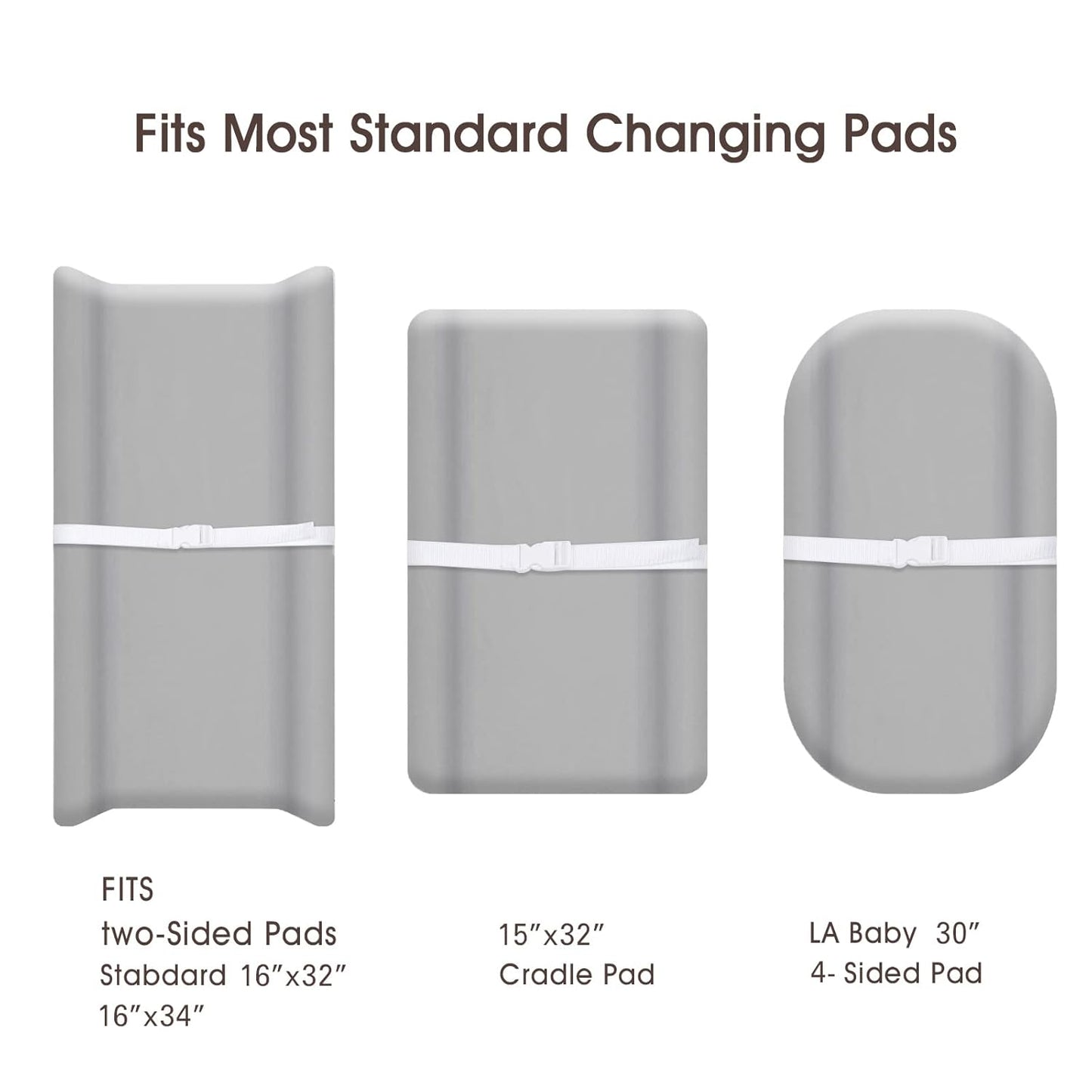 PHF Baby Changing Pad Covers for Boys Girls, 2 Pack Ultra Soft Breathable Microfiber Changing Pad Table Sheets for Most Baby Changing Pads, Grey & Grey