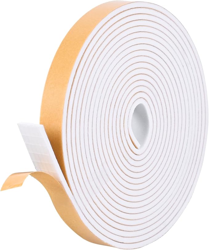 Kikerike Self Adhesive Foam Tape Weatherstrip 1/2in x 1/8in x 26Ft High Density