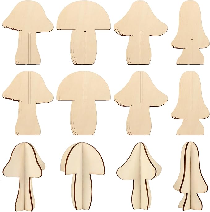 COCHIE DIY 3D Wood Crafts to Paint, Paintable Unfinished Wooden Slices