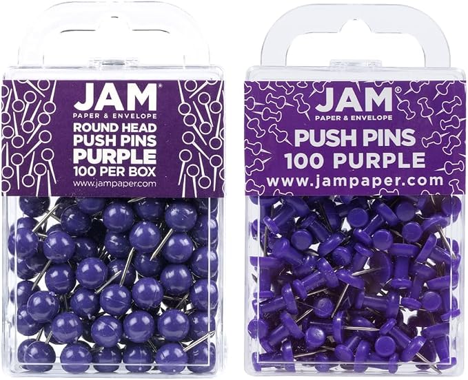 JAM PAPER Colorful Push Pins