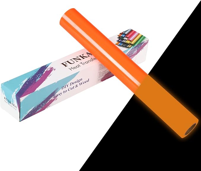 FUNKAKA Glow in The Dark Heat Transfer Vinyl Roll, Glow in The Dark HTV Vinyl