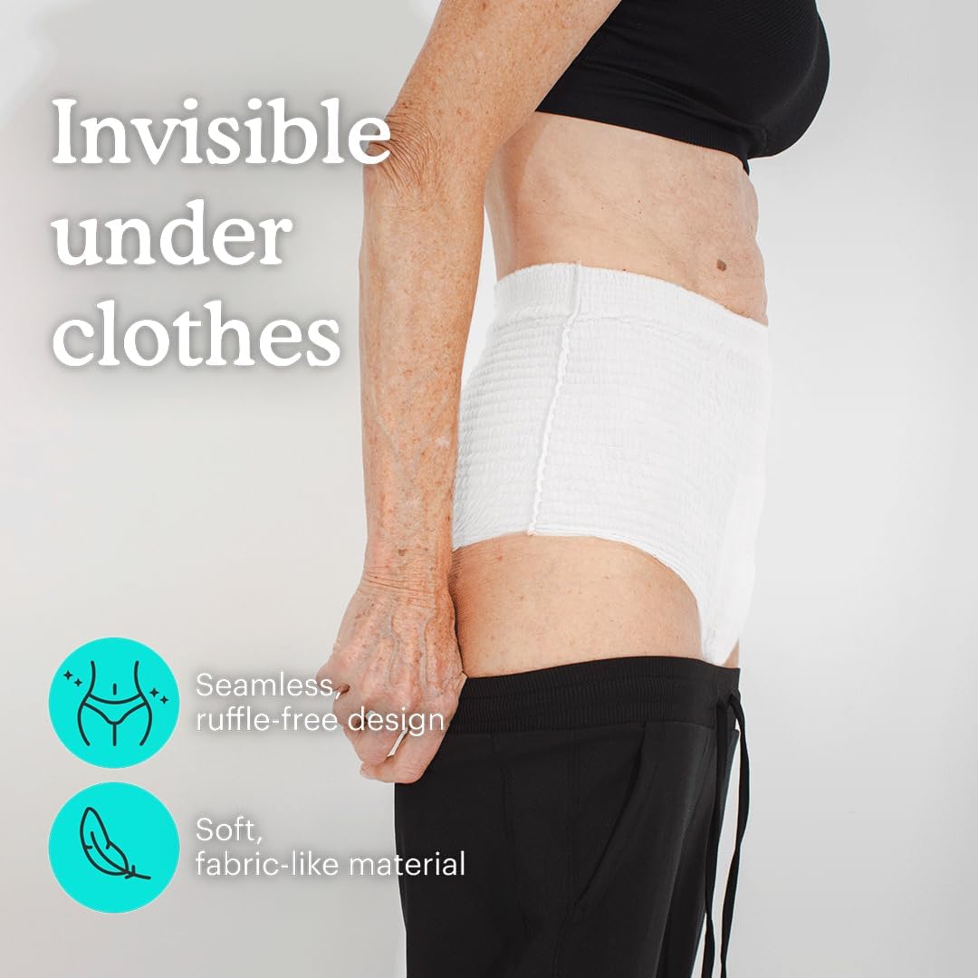 Because Adult Incontinence Underwear for Sensitive Skin - Women - Premium Overnight Disposable Briefs, Anti Odor - White, X-Large - Absorbs 6 Cups - 12 Count (Pack of 1)