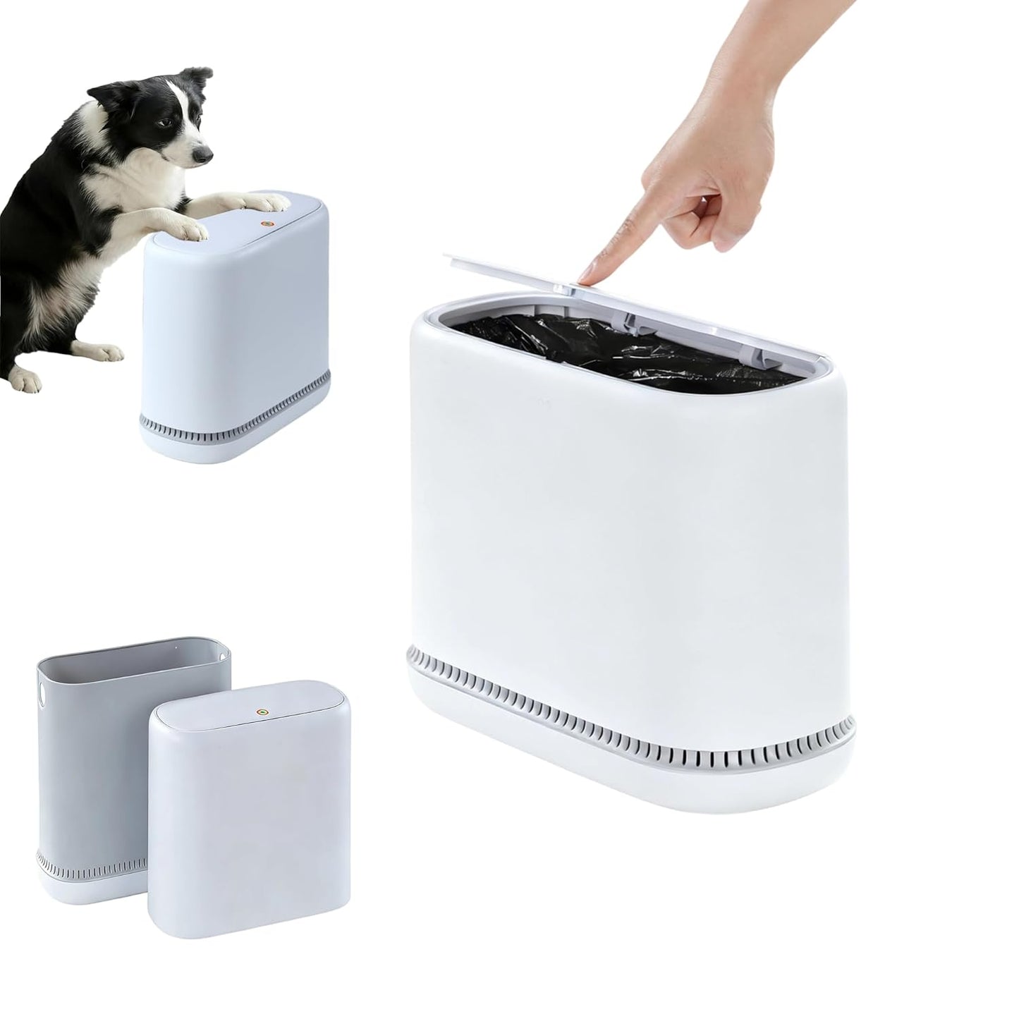 MOPALL Dog Proof Trash Can, 3.3 Gallon Slim Bathroom Trash Can with Locking Lid, Pet Proof Small Garbage Can, Compact Narrow Waste Bin for Bathroom, Kitchen, Office, Bedroom, White