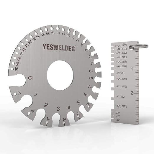 YESWELDER Round Dual Sided Metal Sheet Gage & Metal Sheet Thickness Gauge 2pk