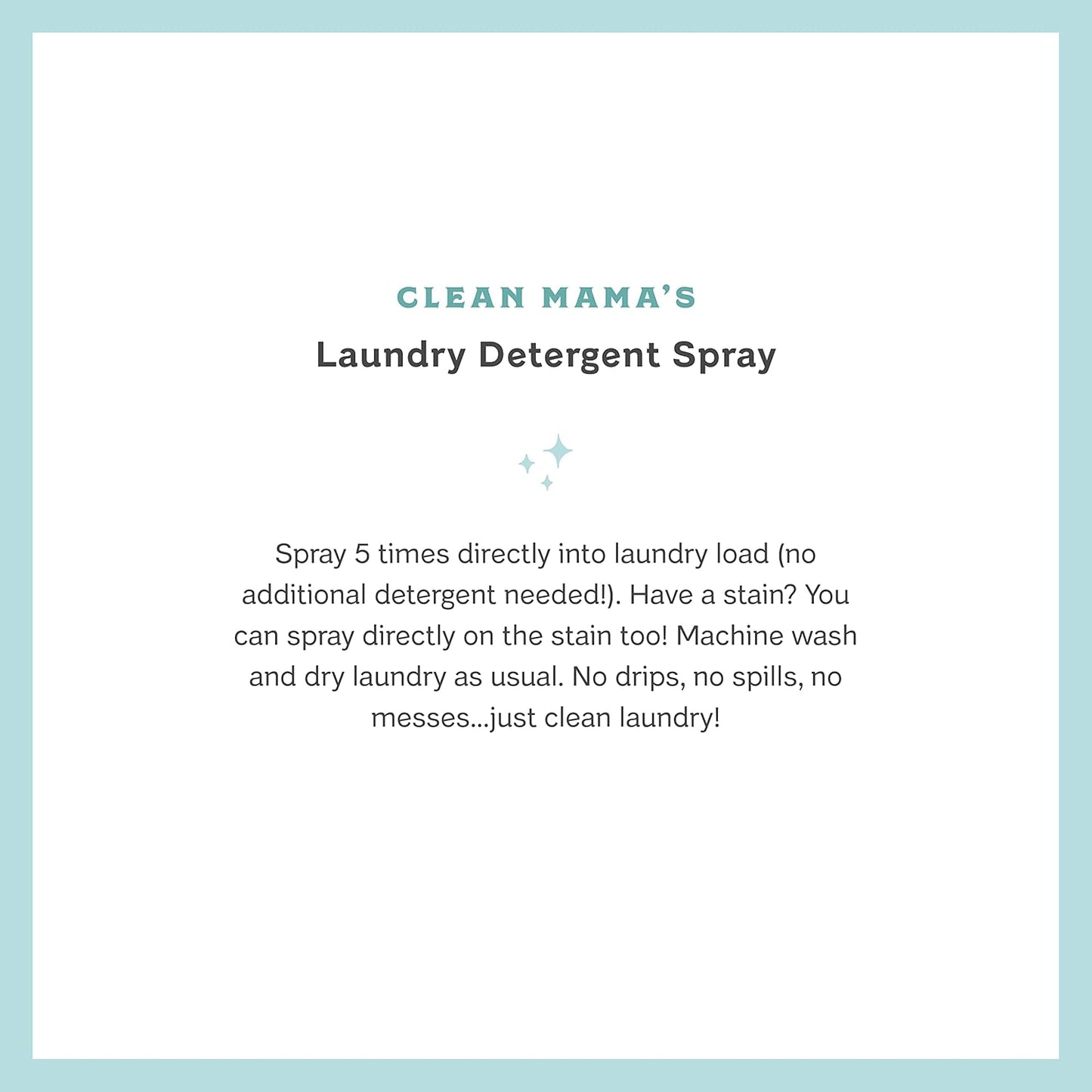 Clean Mama Laundry Detergent Spray & Pre-Treater Refill - Natural Laundry Detergent Soap for Sensitive Skin - Eco-Friendly, HE Compatible - Clean Laundry Scent - 64+ Loads of Laundry, 32 oz