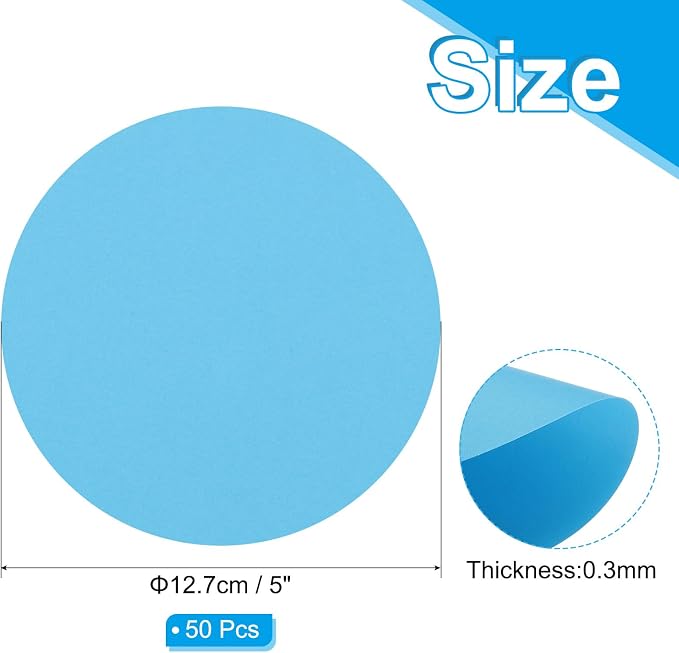 PATIKIL 5inch Circle Card Stock, Sky Blue