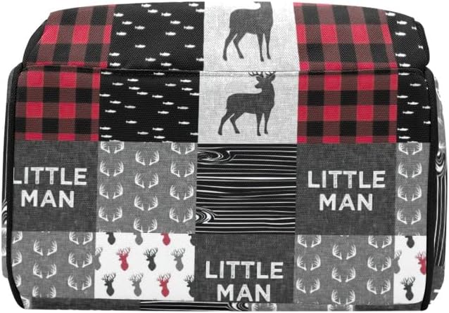Antler Red Woodland Plaid Diaper Bags with Name Waterproof Mummy Backpack Nappy Nursing Baby Bags Gifts Tote Bag for Women
