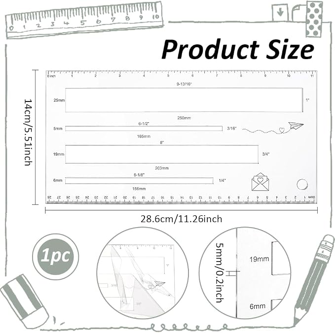 BENECREAT 4 Sizes Measurement Shipping Guide, Acrylic Mail Measurement Ruler