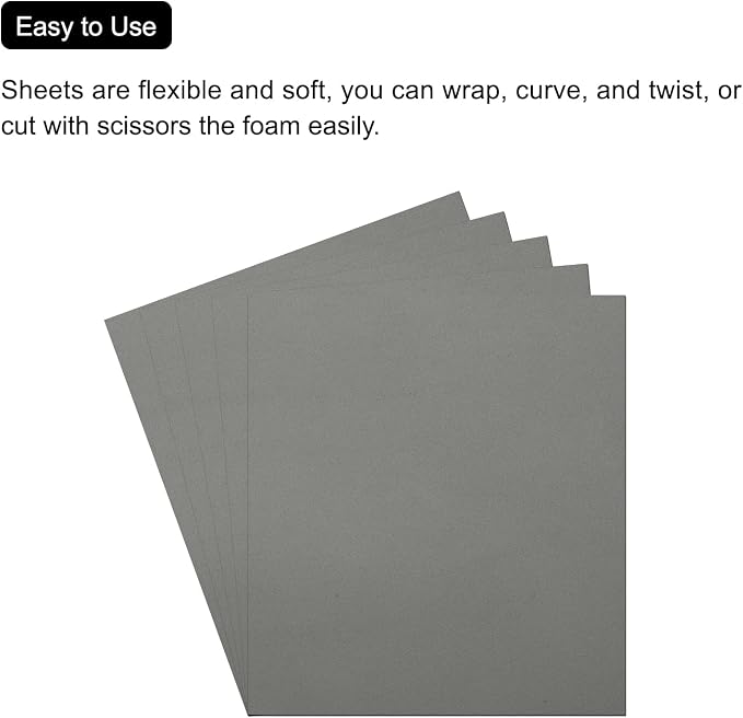 MECCANIXITY EVA Foam Sheets Grey 19.7 Inch x 17.7 Inch 0.8mm Thick Crafts Foam