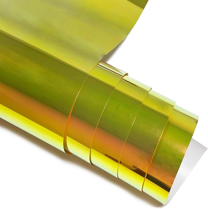 Holographic Heat Transfer Vinyl Roll 12 Inch x 6 FT, Metallic Sheen Iron On