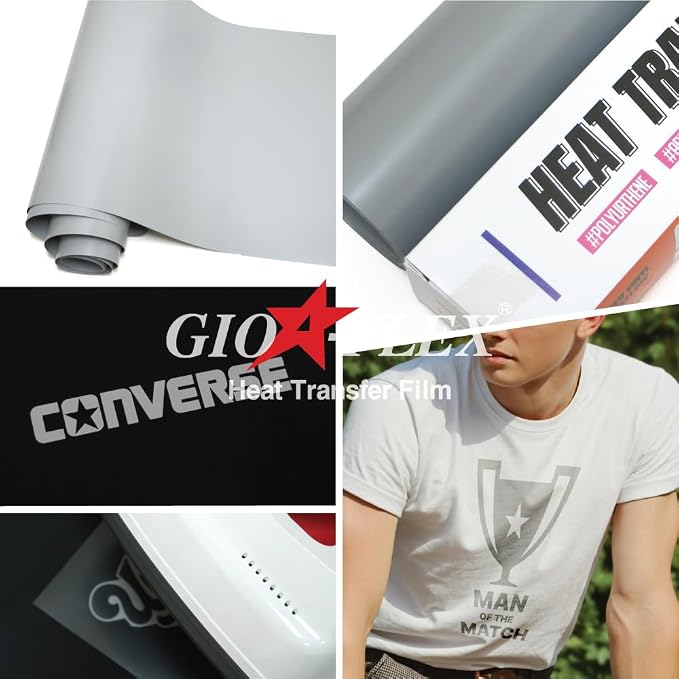 PU Heat Transfer Vinyl 12"×10ft Roll Grey – HTV