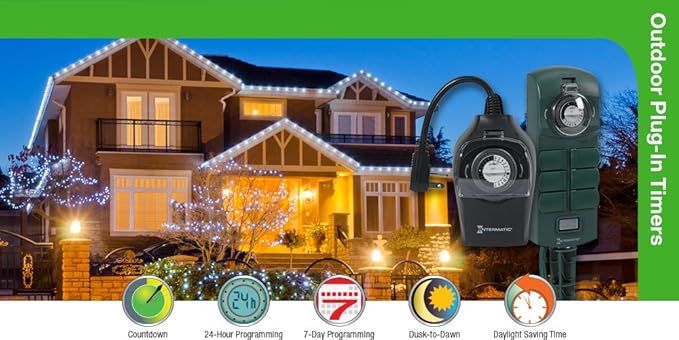 Intermatic HB31K 24 Hour 15-Amp Outdoor Timer for Decorations and Lights, Weatherproof