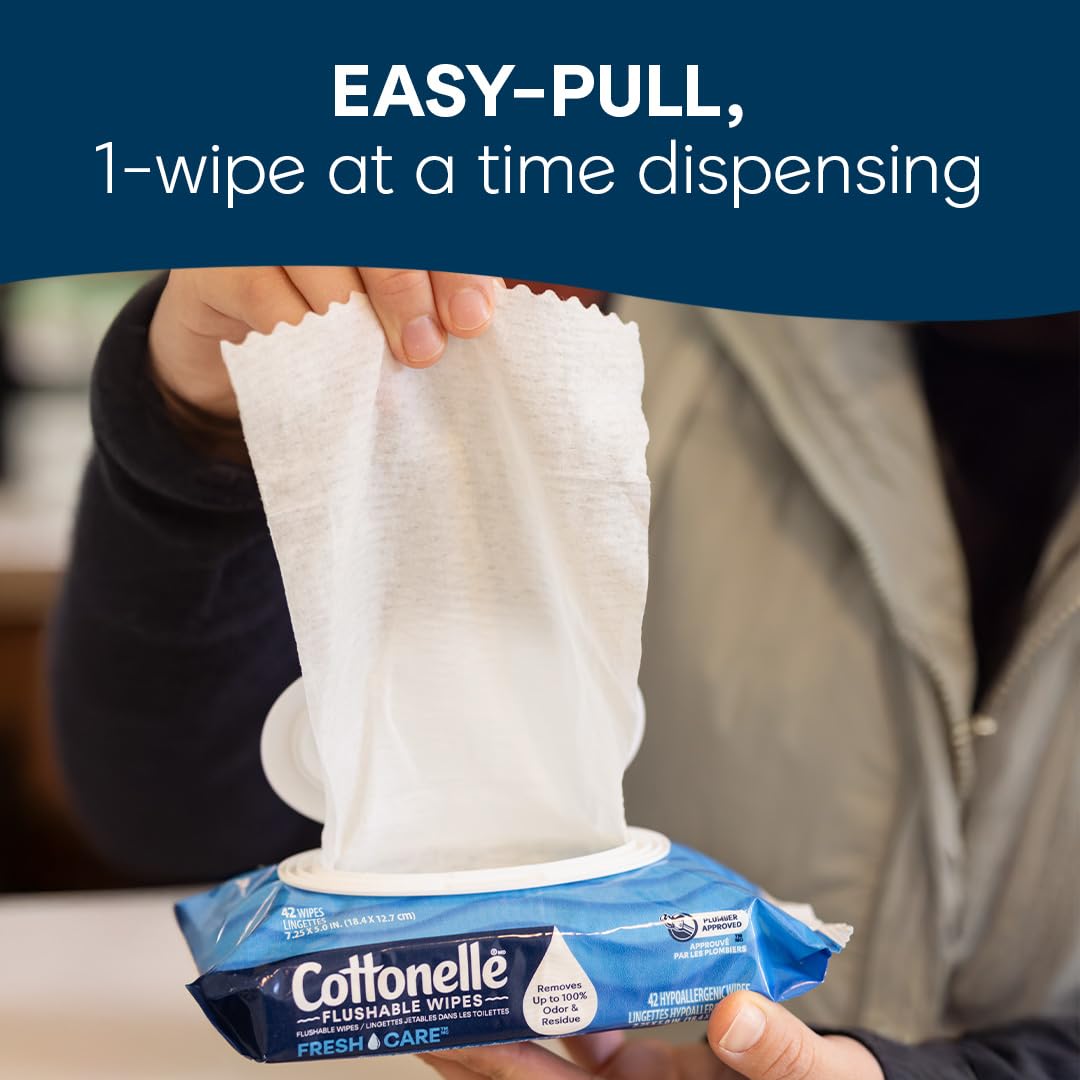 Cottonelle XL Flushable Wet Wipes, Adult Wipes Large, 2 Flip-Top Packs, 45 Wipes Per Pack (90 Total Wipes), Packaging May Vary