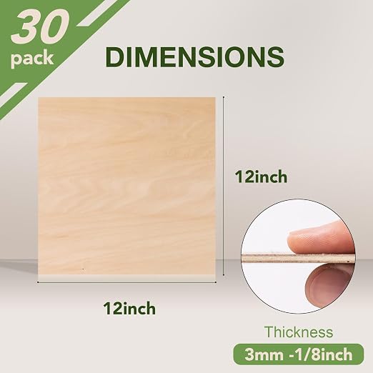 Rowood 30 Pack Basswood Sheets 1/8, 3mm Basswood