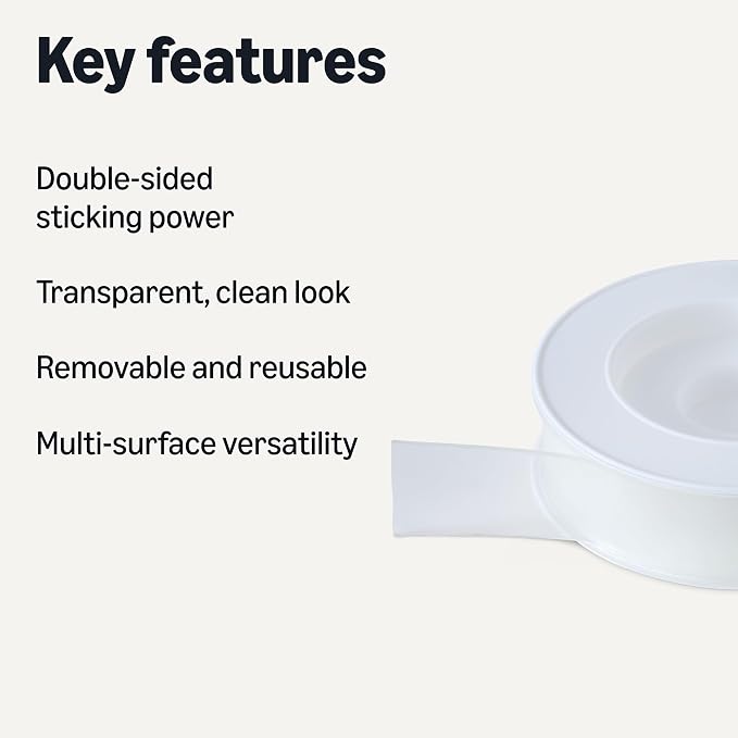 Amazon Basics Double-Sided Heavy Duty Adhesive Clear Mounting Tape, Transparent