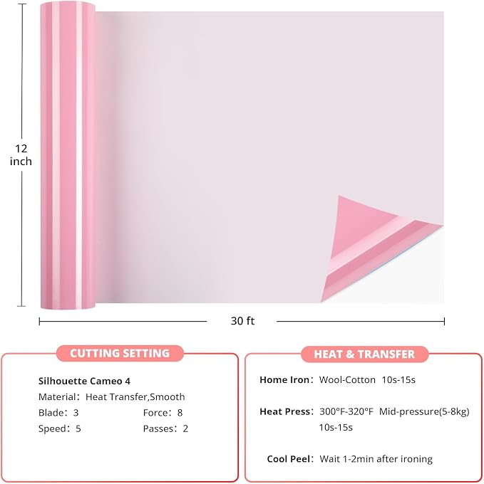 HTVRONT Baby Pink Transfer Vinyl Roll