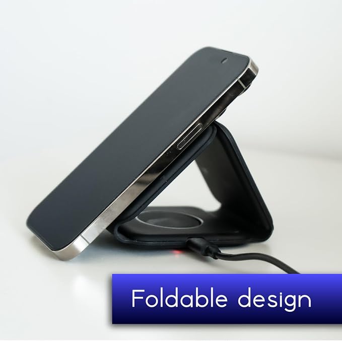 3-in-1 Magnetic Wireless Charger for iPhone, Apple Watch & AirPods – Fast Charging Station, Foldable Dock for Travel & Desk, Compatible with All iPhone Models, with 20W Adapter