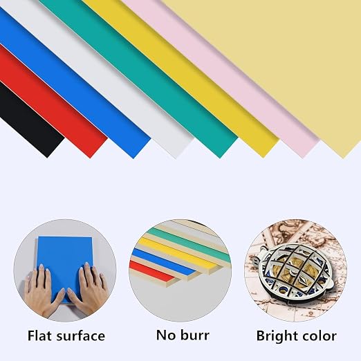 8 Pack Pre-Painted Colored Plywood Sheets, 11.7"x8.3"x1/8" Basswood