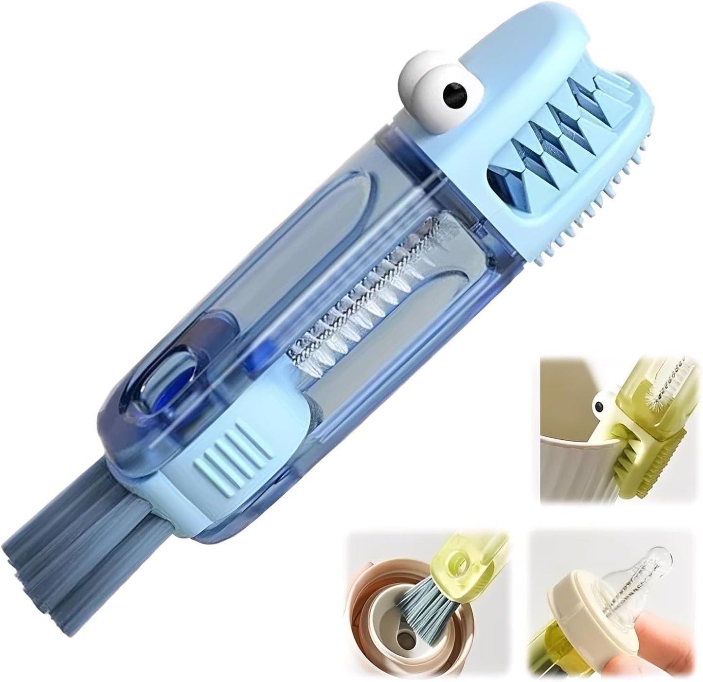 3 in 1 Cup Lid Cleaning Brush, 2025 Upgraded Multifunctional Insulation Bottle Cleaning Tools, Portable Crevice Cleaning Brush Set for Baby Bottle Gap Tight Spaces (#2 Blue)