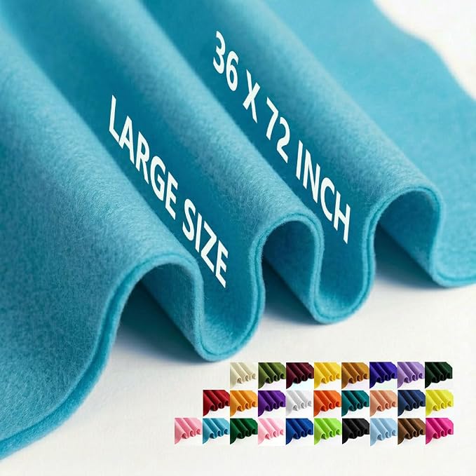 Turquoise Felt Fabric 36" x 72" 1.6mm Thick Large Craft Sheet | Soft, Flexible