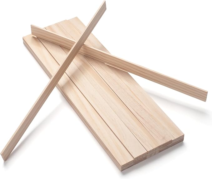 Wooden Dowels for Crafts, Wood Trim Planks Wood Strips Slats for Wall 1/8" × 1"