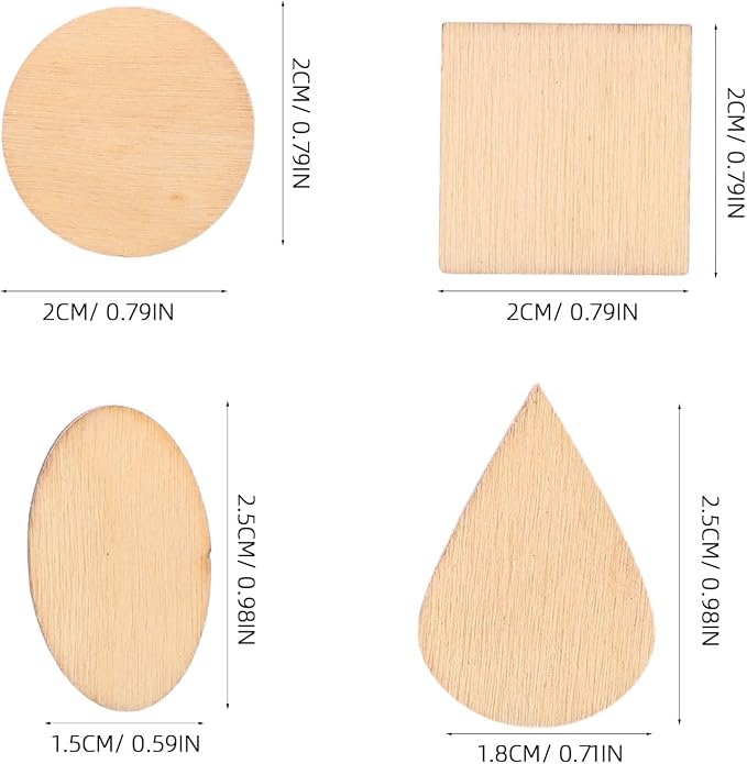 TIDTALEO Unfinished Wood Shapes DIY Craft Kit 38g Set Natural Wooden Water Drop