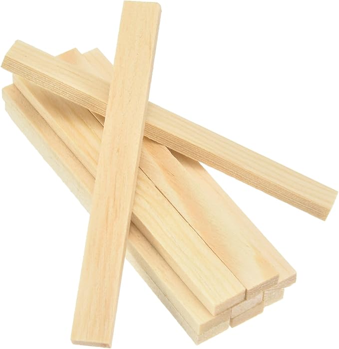 MECCANIXITY 10Pcs Wood Strips Slats, 3/16" x 3/8" x 4" Thin Wood Sticks Flat