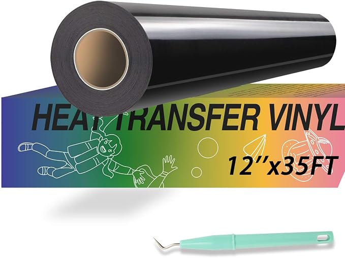 HTVRONT Heat Transfer Vinyl Black HTV Vinyl Rolls