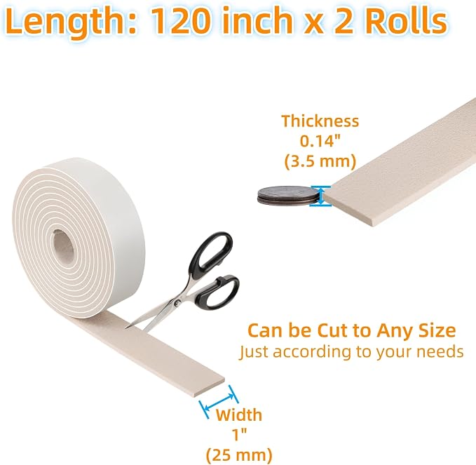 Felt Strips with Adhesive Backing – Furnigear Heavy Duty Cuttable Felt Tape